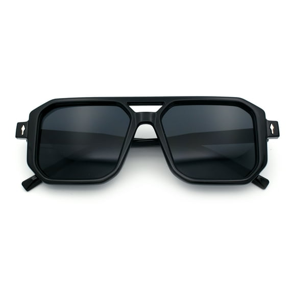 Mens Squared Rectangular Racer Plastic Urban Hipster Sunglasses All Black