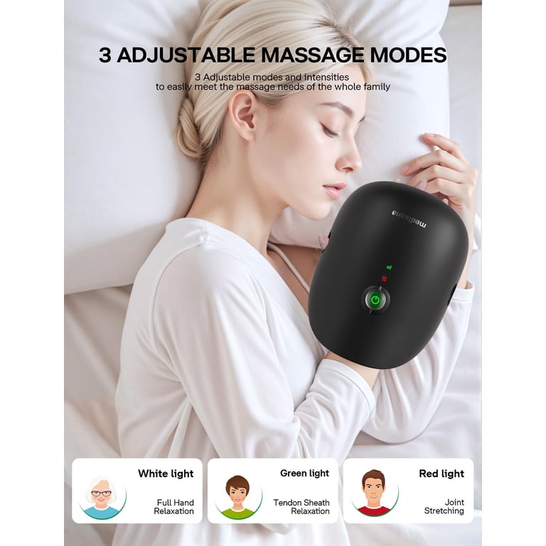 Medisana Hand Massager with Heat and Compression, Cordless Hand Massager for Arthritis and Carpal Tunnel Relief, Knuckle Stretching Massage
