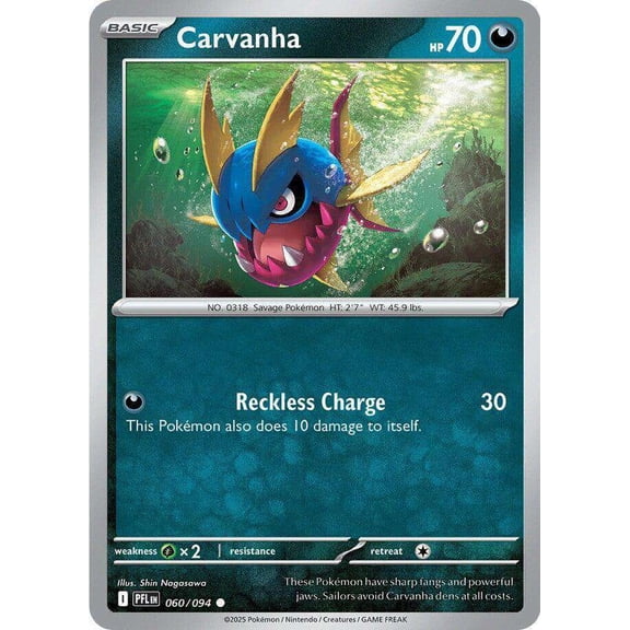 Pokemon Phantasmal Flames Common Carvanha #60