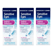 Sensitive Eyes Saline Solution from Bausch & Lomb, for Soft Contact & Gas Permeable Lenses, Saline Solution with Potassium, 12 Fl Oz (355 mL) (Pack of 3)