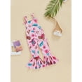 thumbnail image 3 of KelaJuan Kids Girls Romper, Summer Sleeveless Square Neck Floral Print Jumpsuit Bell-Bottomed Pants, 3 of 8