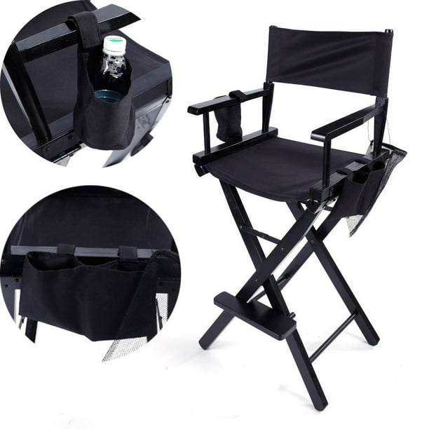 Ktaxon Directors Chair Canvas Tall Seat Black Wood Folding Hair Stylist W Storage Bag Com Ktaxon Directors Chair Canvas Tall Seat, Tall Wooden Folding Directors Chair