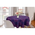 thumbnail image 1 of Indigo Round Tablecloth, Paisley Flower Inspired Design with Inner Swirls Leaves Image, Circle Table Cloth Cover for Dining Room Kitchen Decor, 60", Dark Blue Purple, by Ambesonne, 1 of 1