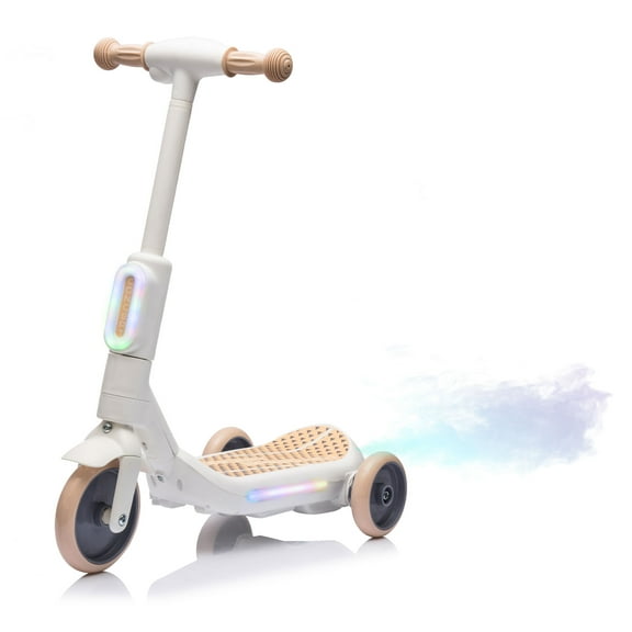 2in1 Kids Ride On Three-Wheel Balance Electric Scooter,Toy for kids,Tail Color Lights W/Spray,Wider Pedal,PU Wheels For Effective Floor Protection,Independent Light Switch With Music,For Kids 3-6