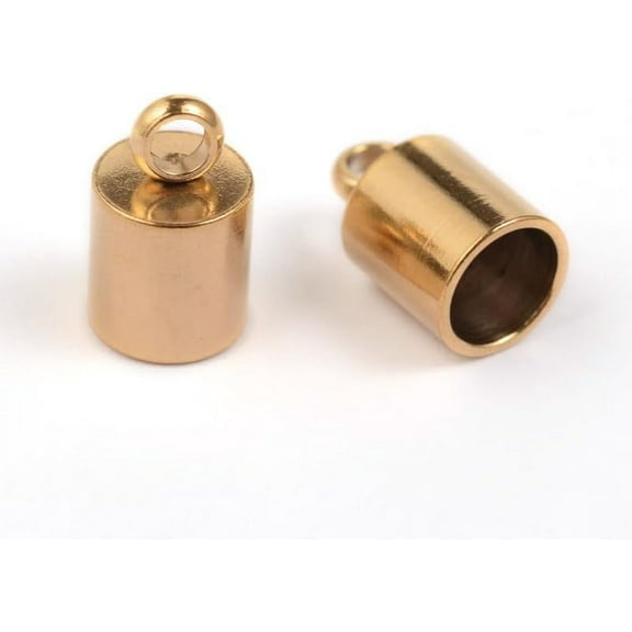 304 Stainless Steel Cord Ends End Caps Golden 10x6mm Hole: 2mm Inner: 5mm