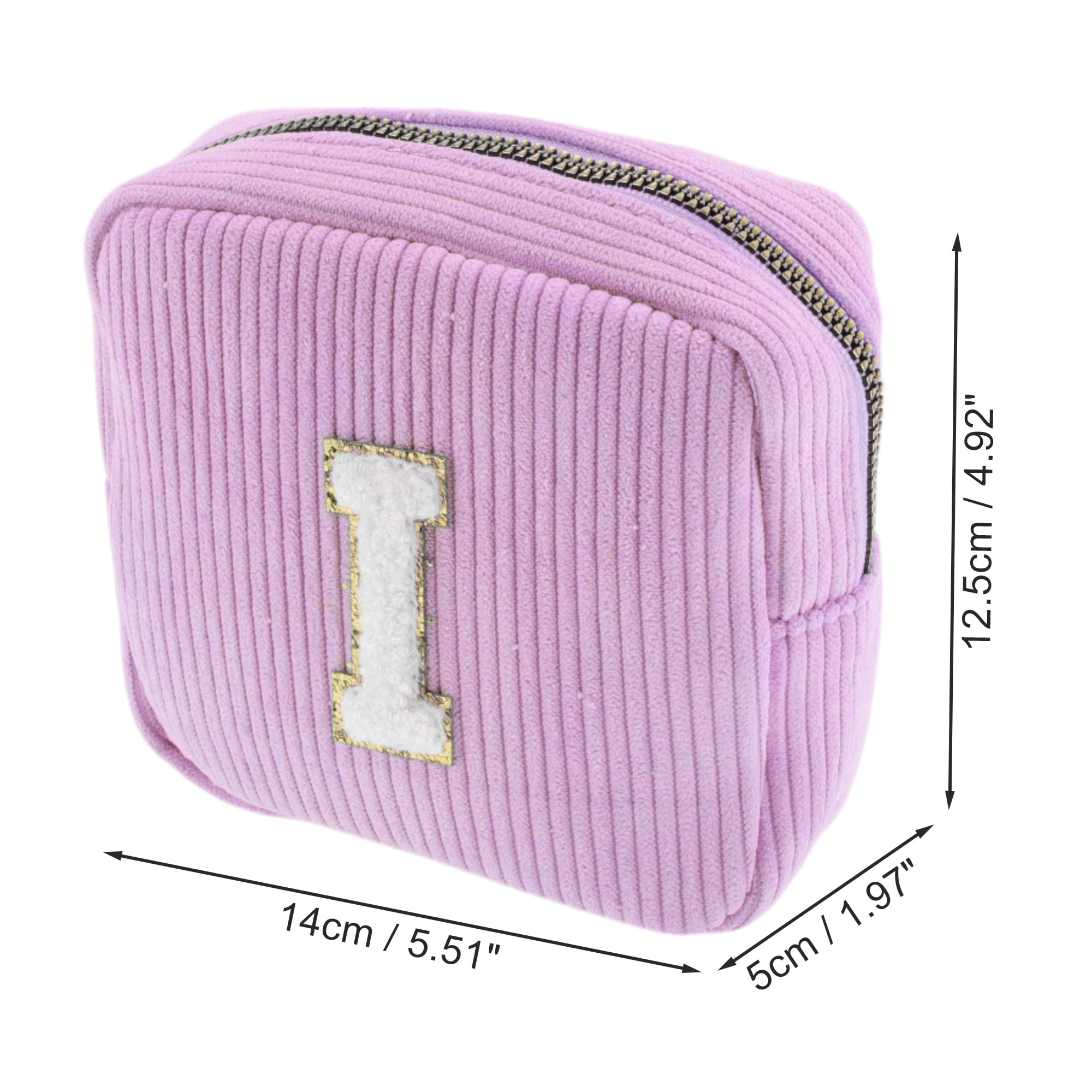 Unique Bargains 1 Pc Letter I Pattern Makeup Bag for Travel with Zipper Pink Purple