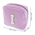 thumbnail image 2 of Unique Bargains 1 Pc Letter I Pattern Makeup Bag for Travel Pink Purple Corduroy, 2 of 6