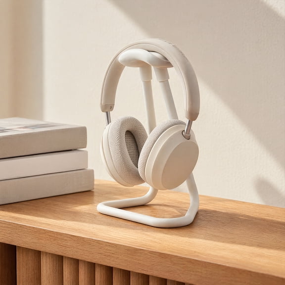 KGJQ 3D Printed Headphone Stand, Simple Headset Holder with Triangular Stable Base, Universal Headphone Rack for Gaming Desktopsand Study Desks