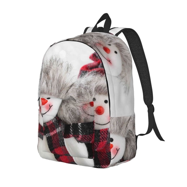 Vsdgher Christmas Snowman With Hat Print Canvas Backpack Travel Rucksack Unisex Knapsack 15.7/17.7Inch Laptop Backpack for Work,College-Medium