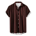 thumbnail image 2 of M-4X Plus Size Shirts for Men with Pocket Big & Tall Short Sleeve Tshirts Shirt Mens Casual Stripe Printed Button-Down Collared Beach Tees Tops, 2 of 4