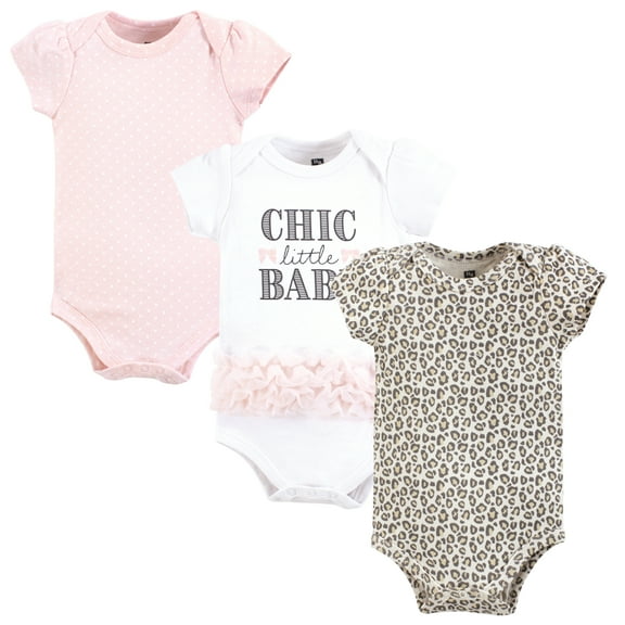 Luvable Friends Hudson Baby Bodysuits 3pk, Chic Babe, 0-3M
