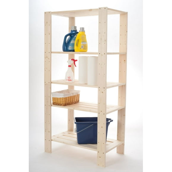 Shelve it 5 Shelf Wood Shelf, 5 Shelf Pine Wood Shelf