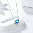 thumbnail image 2 of Beautlace 925 Sterling Silver March Birthstone Necklace,Tiny Hearts Love Pendant Women Minimalist Mar. Aquamarine Heart Stone Birth Necklace,Birthday Gift Present Small Jewelry, 2 of 9