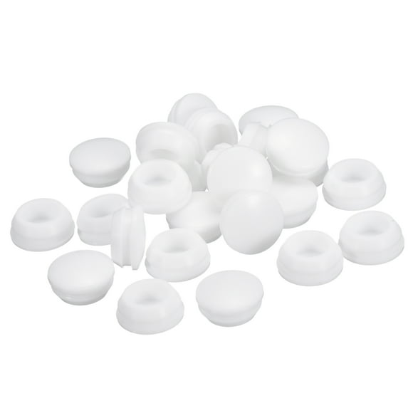 Unique Bargains 25pack Silicone Plugs, Rubber Round Snap in Locking Hole Plugs Waterproof Hole Plug for 14-15mm Hole, White