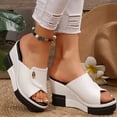 thumbnail image 4 of Dakaela Leather Wedge Sandals for Women Orthopedic Wedge Platform Slip on Slides 2026 Arch Support Summer Dressy Walking Shoes Size 6-10, 4 of 9