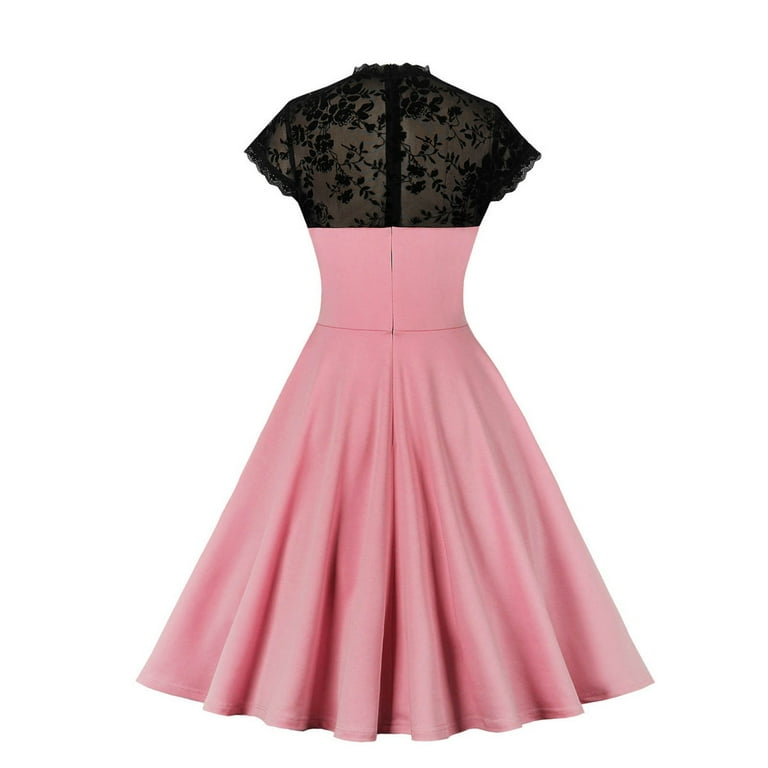 pink polka dot bridesmaid dresses Bow-Detail A-Line Mini Dress in Pink Polka Dot - 4 main image 1