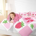 thumbnail image 3 of Erosebridal Strawberry Plaid Full Size Comforter Sets, Bow Buffalo Bedding Sets, Pink Reversible, 1 Comforter and 2 Pillowcases, 3 of 6