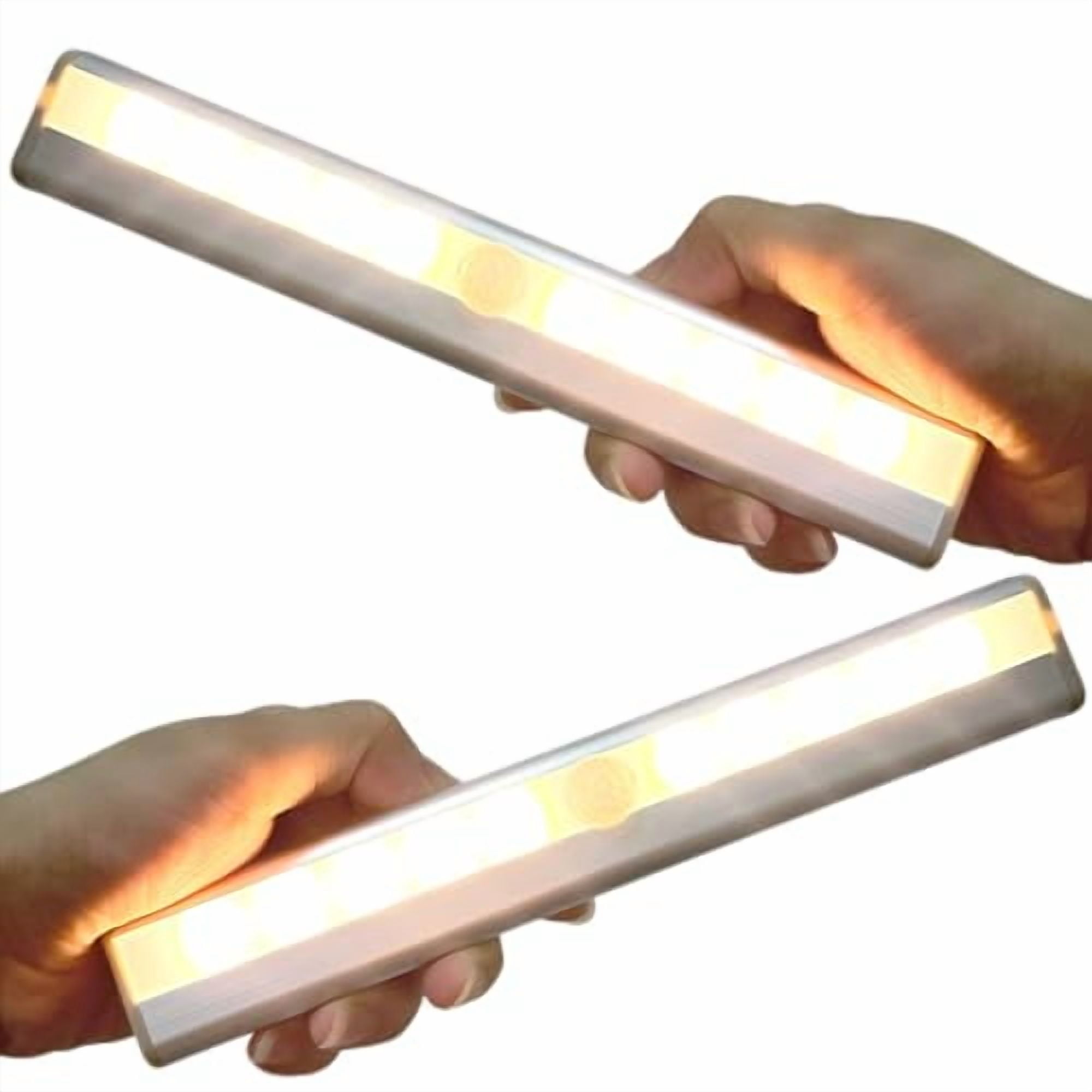 2 PCS(Warm white light)Sensor Light Under Cabinet Lighting Control, Wireless Stick-Anywhere Night Safe Light Bar for Wardrobe,Kitchen