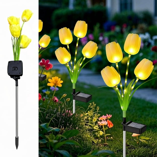 Solar LED Flower Lamp Outdoor Garden Light Sunflower Decor Waterproof Solar Powered Auto On Off Easy Install Stake Design, Weather Resistant Decor, for Yard Garden Patio Walkway Events