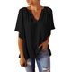 thumbnail image 2 of VISgogo Tops de manga corta para mujer con color sólido, versión suelta, estilo casual, ropa de verano plisada VISgogo moda, 2 of 5