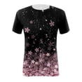 thumbnail image 3 of Gibobby Playera de Manga Corta con Cuello Redondo Camiseta de mujer Camiseta con estampado de galaxia azul Manga corta Diario de semana Básico Cuello redondo abstrac(Rosa,XL), 3 of 4