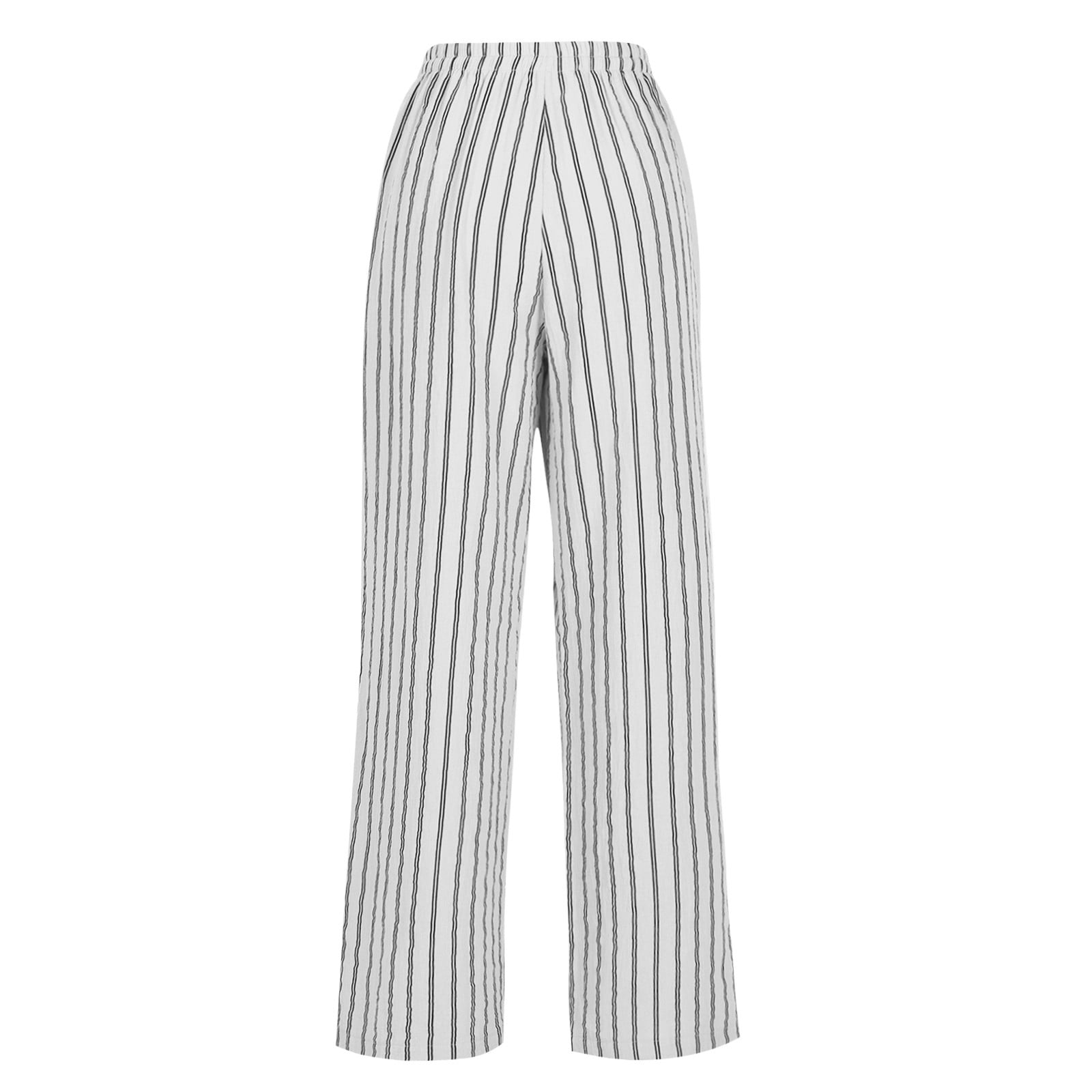 パンツ HUECLOSET Lettering Stripe Slacks 25KERO200 Jalioing Women's Plus Size Stripes Pant Drawstring High