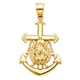 thumbnail image 2 of Wellingsale 14K Yellow Gold Polished Ornate Religious Our Lady of Guadalupe Mariner Anchor Pendant, 2 of 4