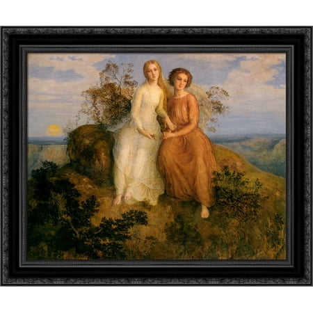 Le Po?me de l'?me ' Un Soir 23x20 Black Ornate Wood Framed Canvas Art by Janmot, Anne Francois Louis