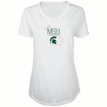 Women's Russell White Michigan State Spartans Tunic Metallic Cap Sleeve V-Neck