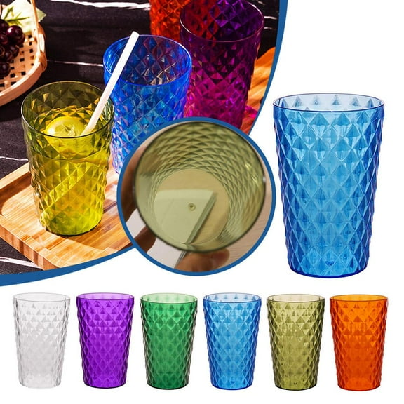 QHUDLV Coloured Tumblers Plastic Adults Water Juice Drinking Party Cup Picnic K4K