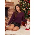 thumbnail image 5 of Sweaters for Women Long Sleeve Fall Outfits 2025 Back Bow Knot Sweaters Round Neck Solid Knit Pullover Tops, 5 of 6