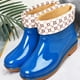 thumbnail image 3 of Botas de lluvia para mujer, antideslizantes, cortas, con punta redonda, de PVC y acolchado azul, talla 38, 3 of 5