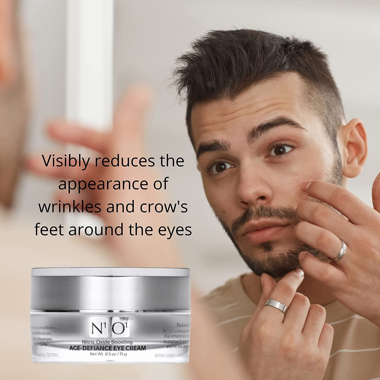 N1O1 Age Defiance Eye Cream with Nitric Oxide Hyaluronic Acid Complex Peptides Ceramides, 15ml