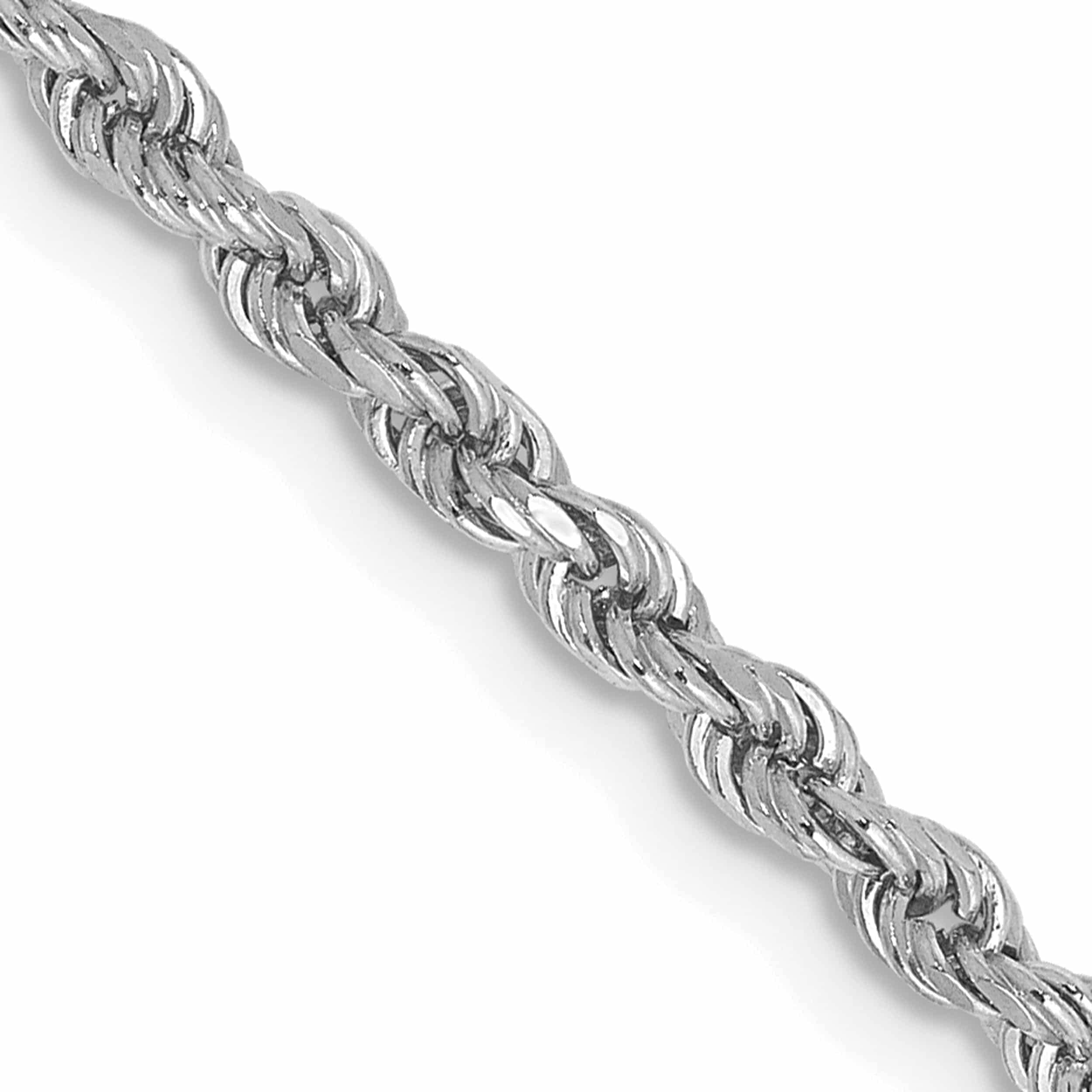 14K White Gold 2.25mm D/C Rope With Lobster Clasp Chain (30 X 2.25 ...