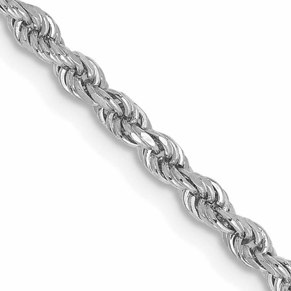14K White Gold 2.25mm D/C Rope With Lobster Clasp Chain (26 X 2.25) Made In Peru 018w-26