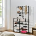 thumbnail image 2 of SortWise Étagère à Chaussures, Tour de Rangement pour Chaussures à 5 Niveaux pour l'Entrée avec 8 Crochets Supérieurs, Étagère à Chaussures Gain de Place pour 15-20 Paires, Porte-Manteaux et Chapeaux, Noir, 2 of 8
