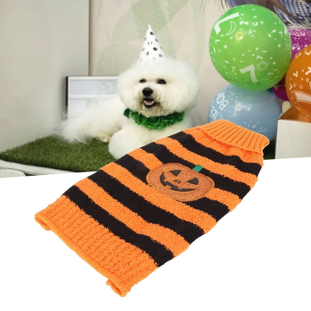 Suéter A Rayas De Calabaza Para Perros, Fácil De Usar, Elegante Y Cálido Suéter Para Perros De Halloween Para Uso Diario