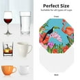 thumbnail image 6 of Honeii Tropical Jungle Flamingo print Leather Coaster Set of 4, ideal for safeguarding your furniture from drinks spills and effortless cleanup-Octagon, 6 of 6