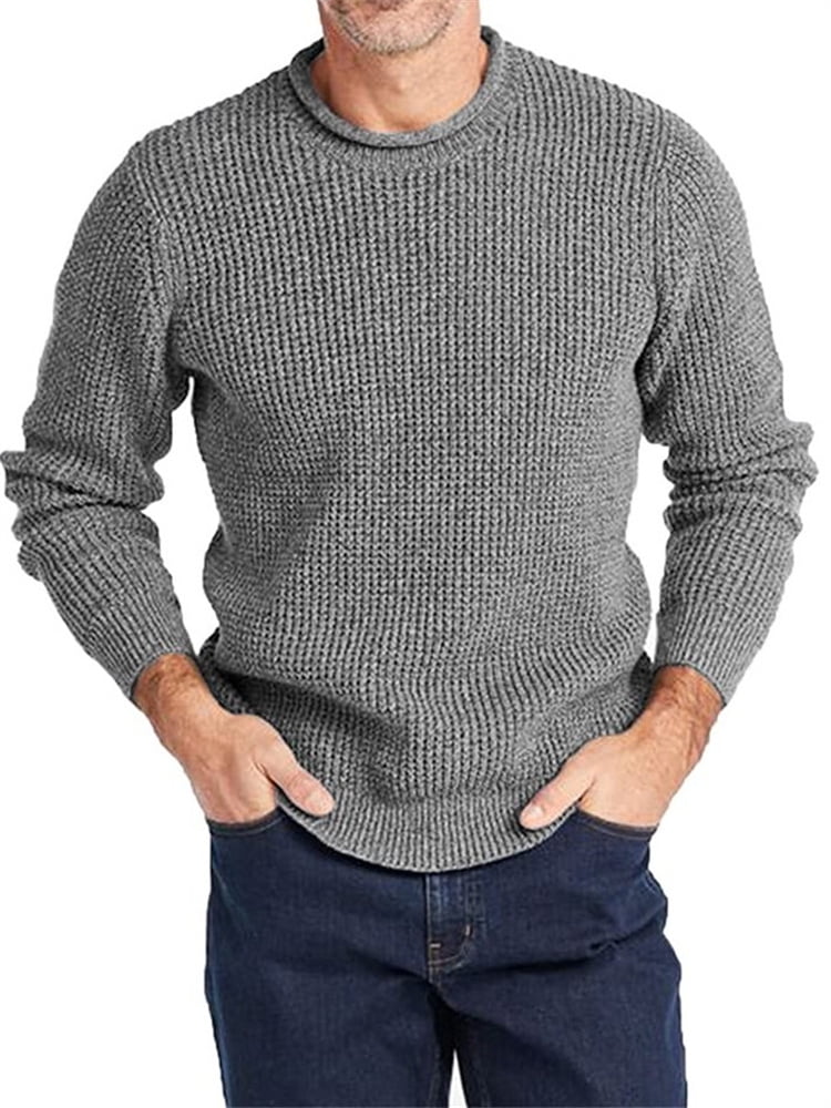 Langwyqu Men Long Sleeve Knit Pullover Crewneck Casual Sweater ...