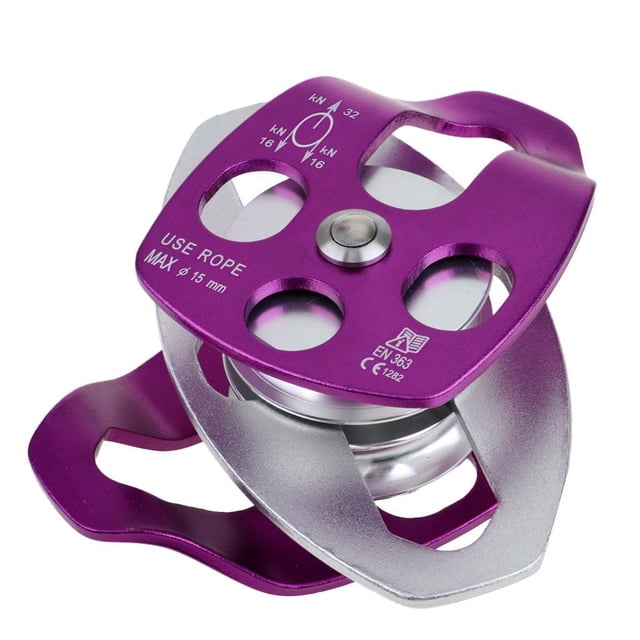 Toystoory 32KN Double Pulley for Hauling System Rescue Purple Arborist Dragging Climbing Escalada