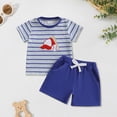 thumbnail image 2 of TOWED22 Baby Boy Summer Outfits 2 Pieces Crewneck Short Sleeve Tee Cartoon Graphic Casual Drawstring Shorts Clothes(Blue,2-3 Y), 2 of 6