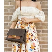 Michael Kors Cece Medium Flap Chain Shoulder Bag Brown MK Signature