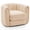 Teddy Fleece | Camel Color, variant on Velvet Swivel Accent Chair, 360° Barrel Lounge Chair with Cloud-Like Padding & Striped Backrest, Modern Round Armchair for Living Room, Bedroom & Office