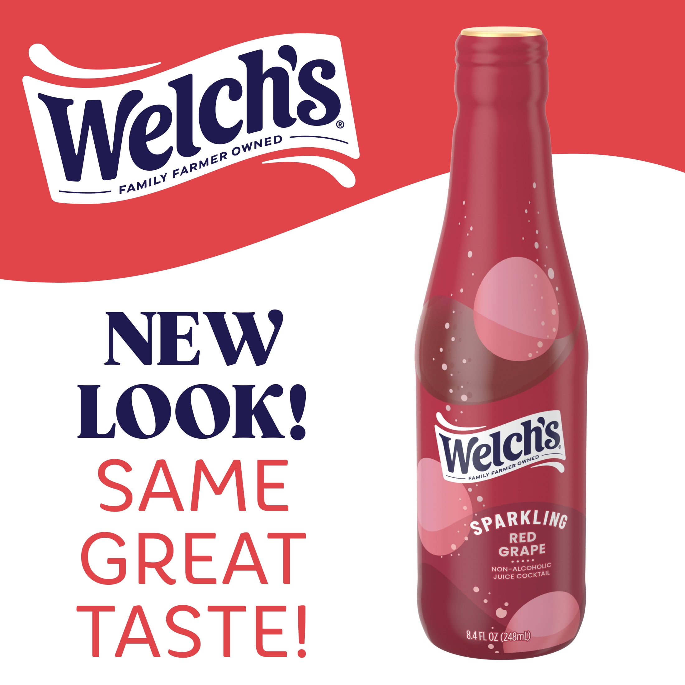 Welch's Non-Alcoholic Sparkling Juice Cocktail, Red Grape, 8.4 fl oz Bottle 4 Pack