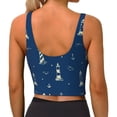thumbnail image 3 of Haiem Lighthouses and Anchors Pattern Womens Sports Bra - U Neck Padded Low Impact Yoga Bra Workout Crop Top Gym Moisture-Wicking Workout Vest -X-Large, 3 of 9
