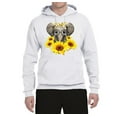thumbnail image 2 of Elephant Sunflower Cute Love Animal Lover Unisex Graphic Hoodie Sweatshirt, White, Large, 2 of 3