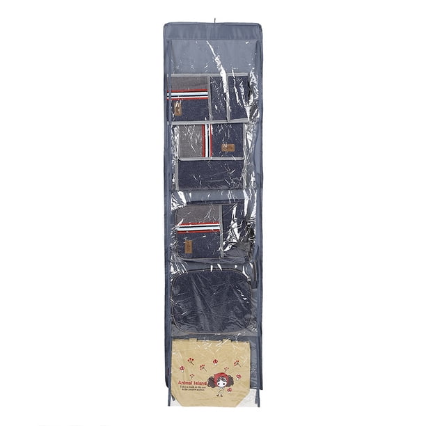 Organizador de almacenamiento plegable para puerta de armario con 10 bolsillos para bolso de mano, cartera (gris oscuro)