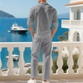 thumbnail image 5 of Felirenzacia Casual Summer Matching Set for Men – Cotton Linen Henley Shirt and Drawstring Pants, Long Sleeve Lightweight Yoga Outfit for Travel, Lounge, and Beach Wear, 5 of 7