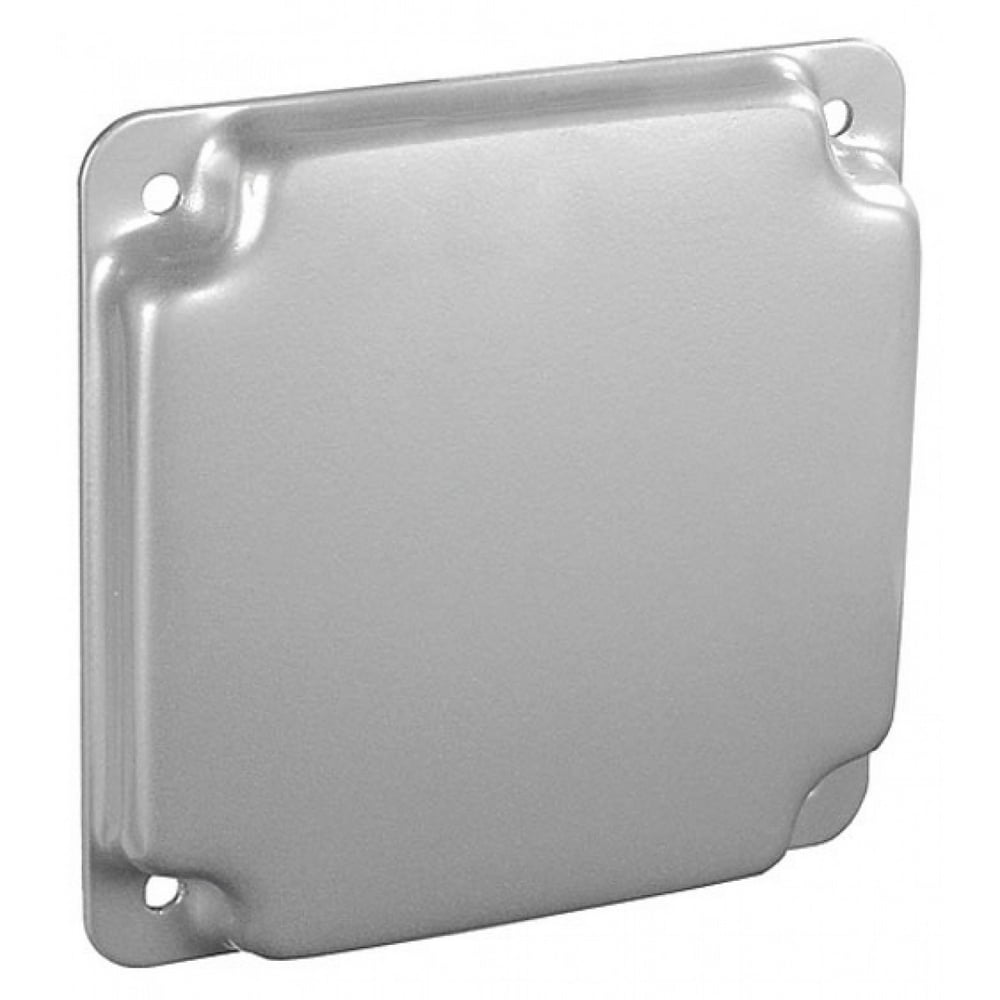 2 Pcs, 4 Square, 1/2 In. Raised Blank Industrial Surface Cover, Steel