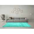 thumbnail image 3 of Ahgly Company Machine Washable Indoor Rectangle Abstract Turquoise Blue Contemporary Area Rugs, 5' x 7', 3 of 4